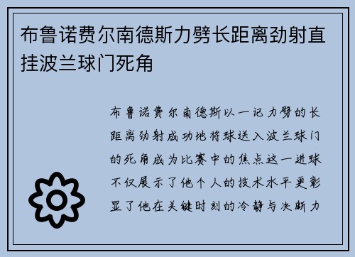 布鲁诺费尔南德斯力劈长距离劲射直挂波兰球门死角